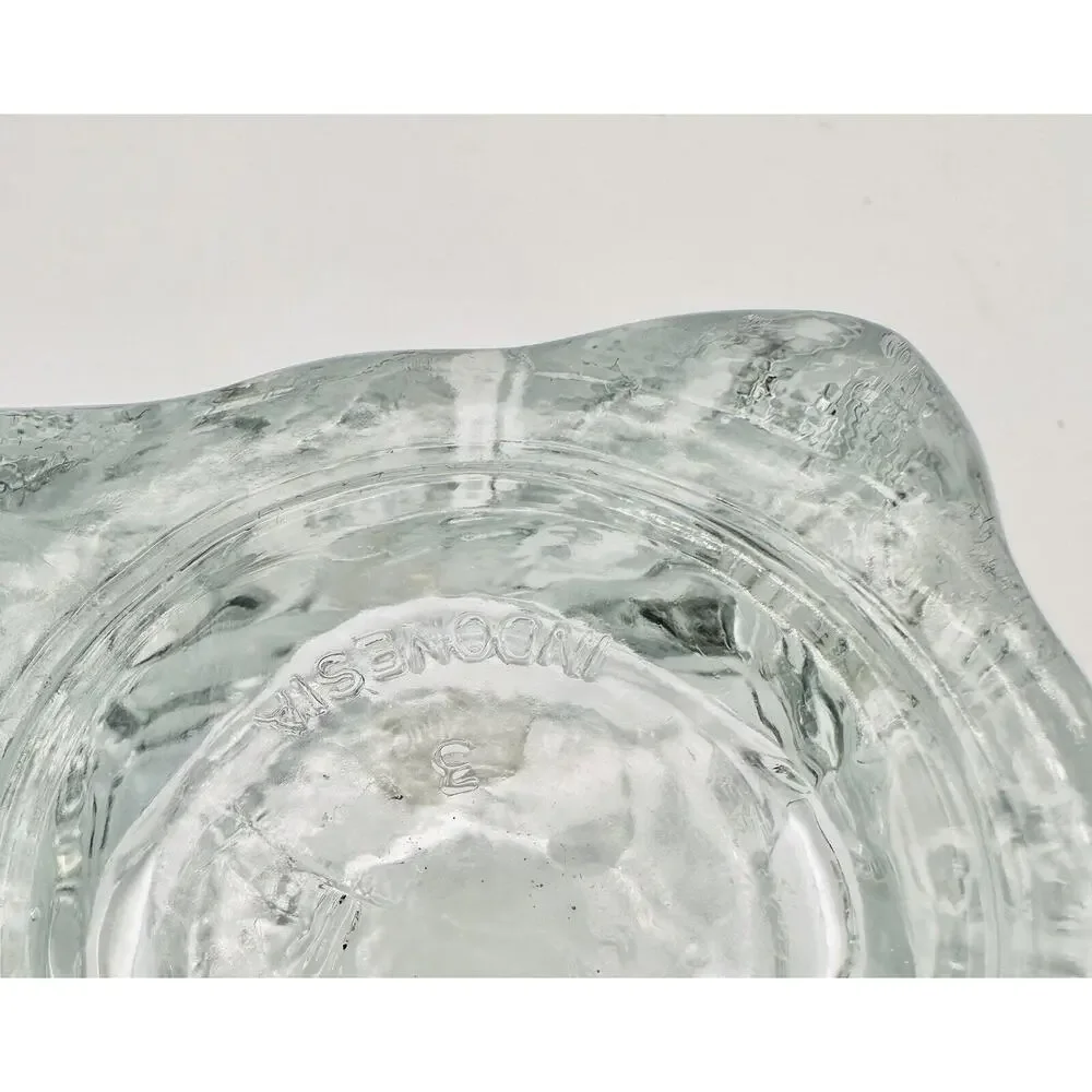 Vintage KIG Indonesia glass Votive Candle Holder Set Heavy Crystal Clear Glass